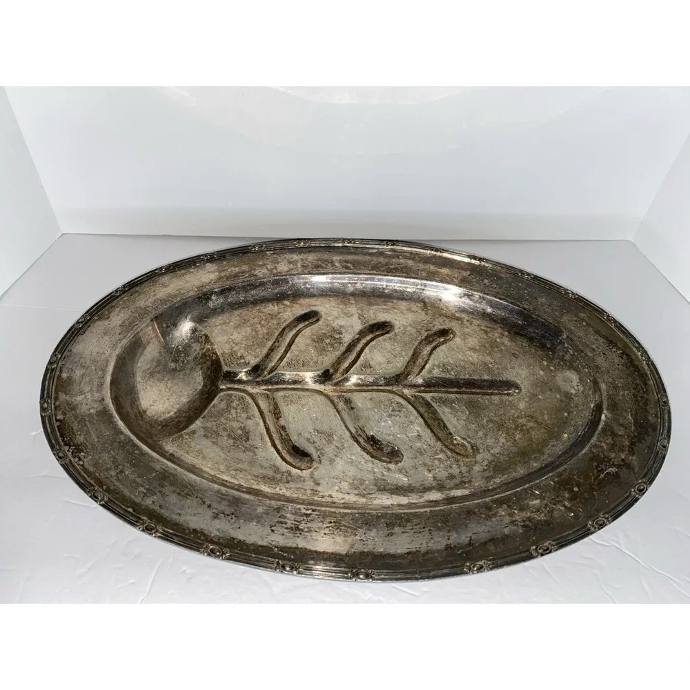 Vintage Silver Plates Leaf Shaped Tray Platter Hallmark UJEP H206‎ - 18